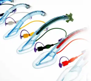 A row of laryngeal airways, made by Armstrong Medical