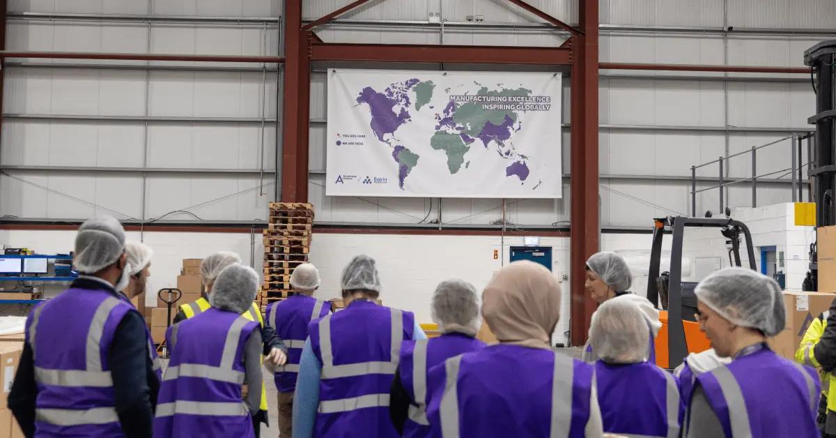 A group of nurses visiting the Armstrong Medical factory