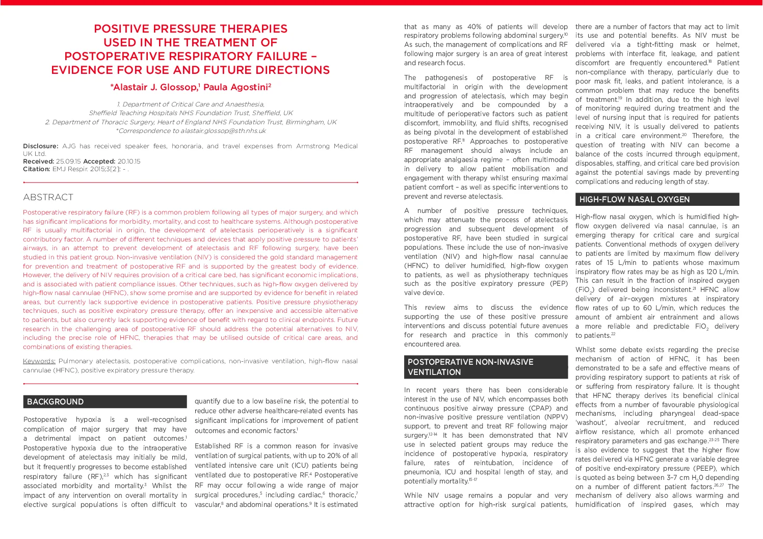POSITIVE PRESSURE THERAPIES USED IN THE TREATMENT OFPOSTOPERATIVE RESPIRATORY FAILUREEVIDENCE FOR USE AND FUTURE DIRECTIONS pdf Eakin Healthcare
