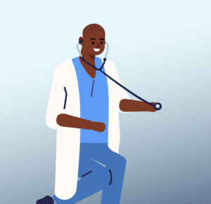 Nurse Kneeling Gradient Armstrong Medical | Medical Device Manufacturer