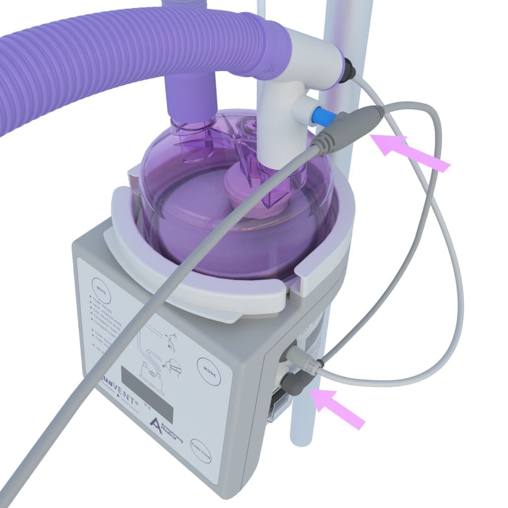 3D rendering of the heater humidifier with the temperature probe being attached
