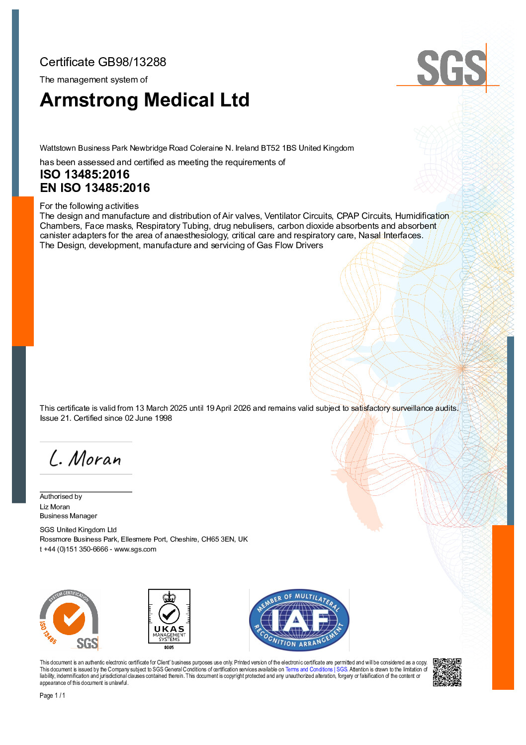 SGS ISO 13485 2016 GBPC 013288 EN pdf Eakin Healthcare