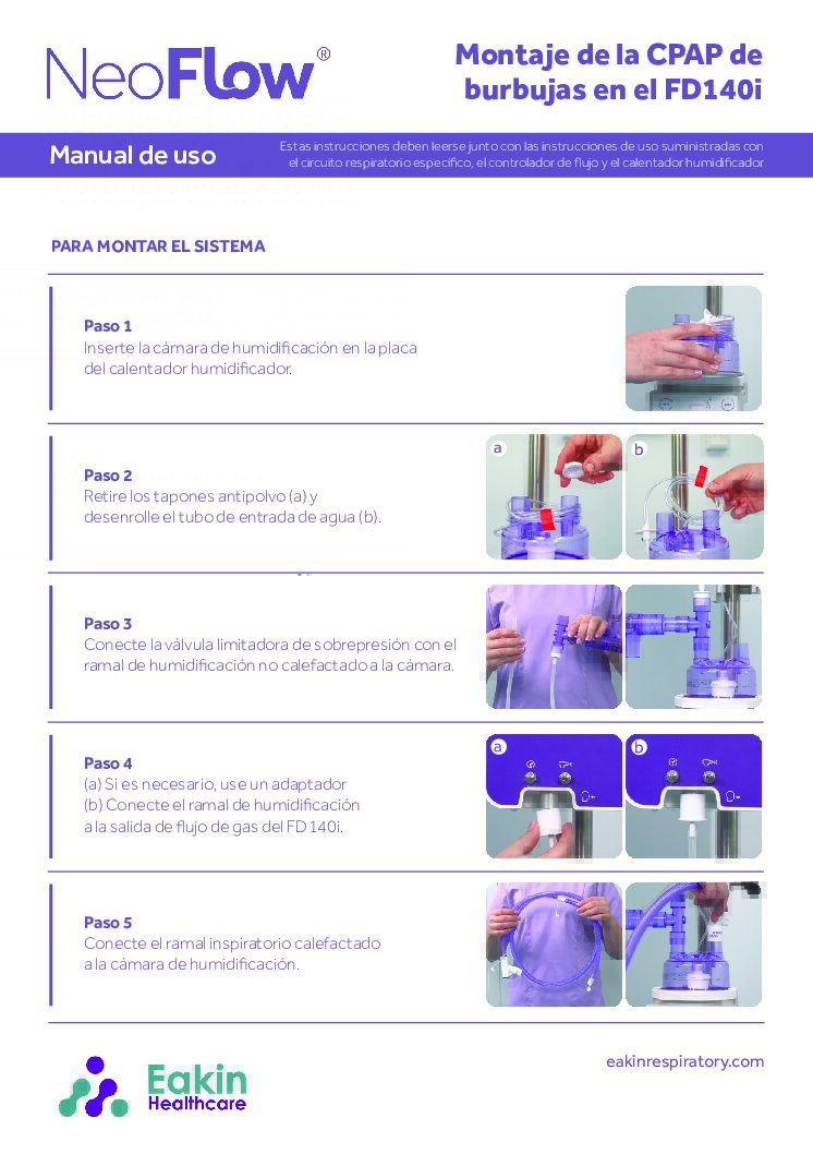 ES FD140i Bubble CPAP Setup User Guide pdf Eakin Healthcare