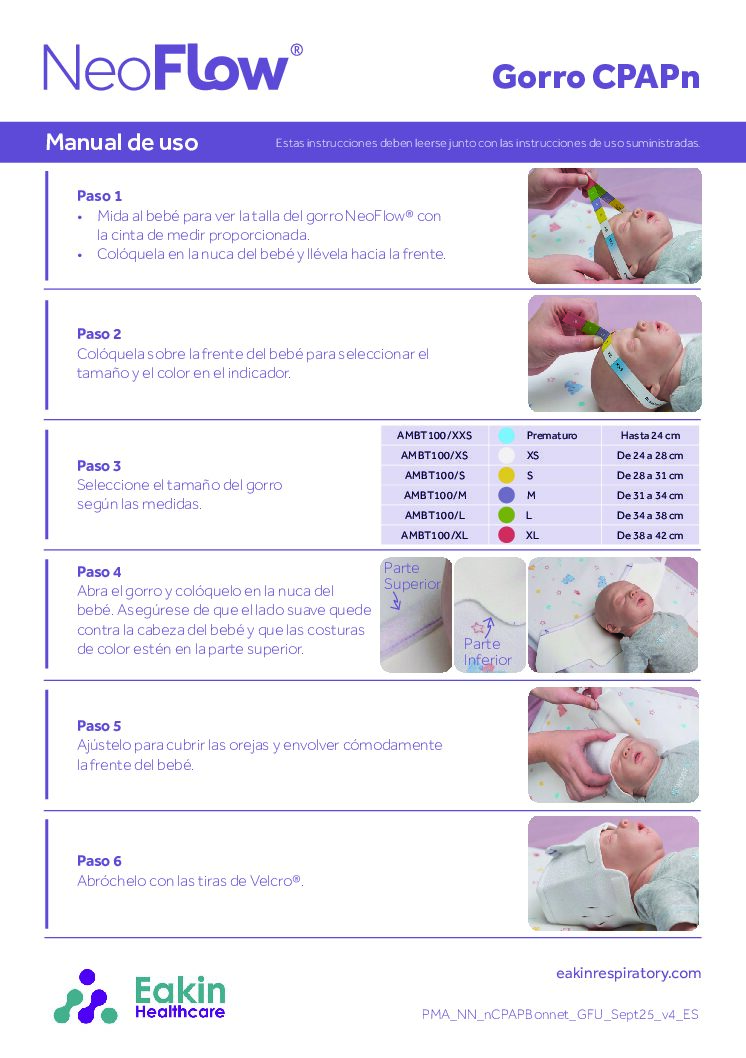 ES nCPAP Bonnet User Guide V4 pdf Eakin Healthcare